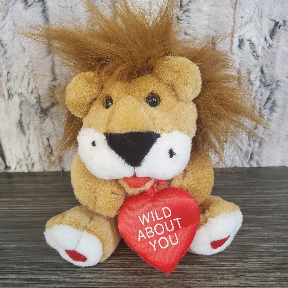 Int'l Silver Co. Lion Heart WILD ABOUT YOU Valentines Plush 6" Stuffed Animal